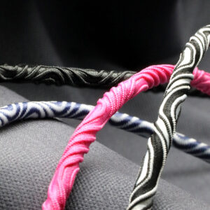 Patterned drawstrings developed for sportswear and fashion detailing