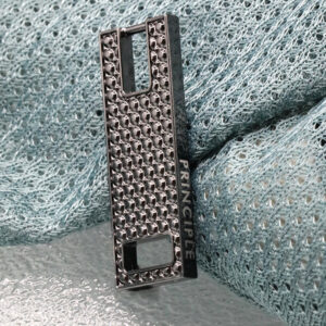 Textured zipper puller detail for branded outerwear applications